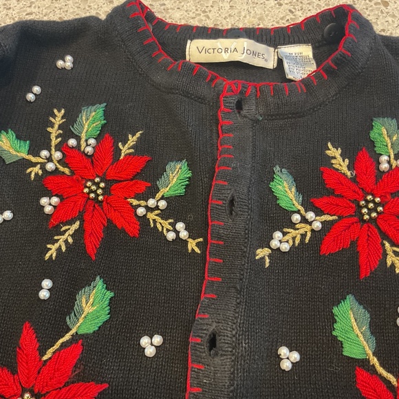 Vintage Victoria Jones Cardigan Christmas Sweater, Size Large - Picture 3 of 6